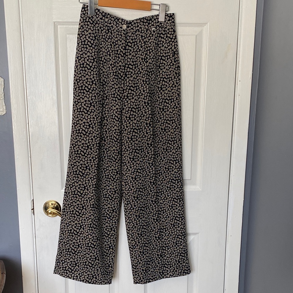 Adidas Black and White Floral Wide Leg Pants Size XS/S